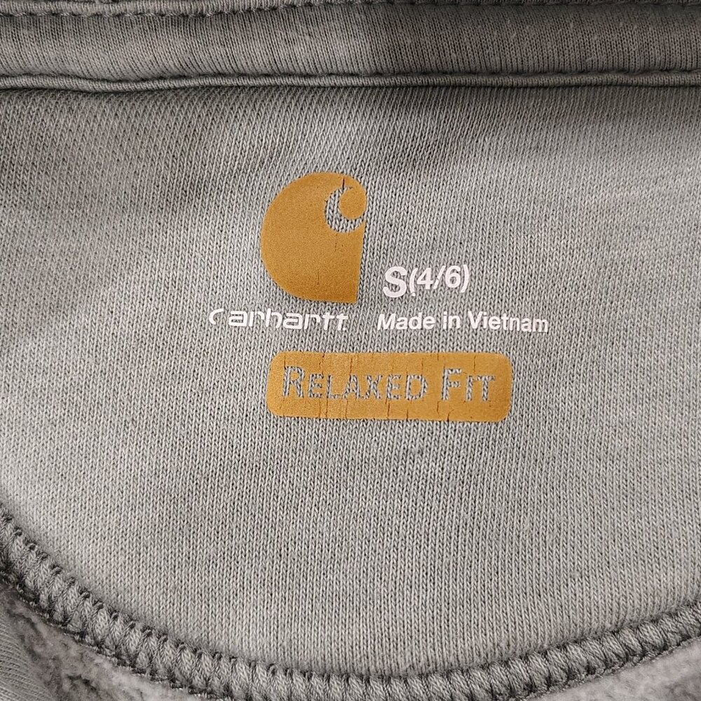 Carhartt Hoodie Sweatshirt Womens Size Small 4-6 Pullover Relaxed Fit Gray Green - Picture 8 of 15